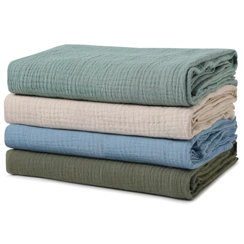 GLLQUEN BABY Muslin Swaddle Blankets for Boys and Girls, 4-Pack Baby Blankets for Girl Boy, Newborn Receiving Blanket, Baby Swaddle Blanket Unisex, Baby Essentials, Registry & Gift, 40 x 38 inches