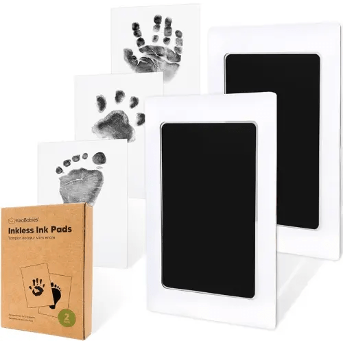 2-Pack Inkless Baby Hand and Footprint Kit - Mess Free Ink Pad for Newborn Keepsake, Dog Nose & Paw Print Kit, Clean Touch Ink Pad for Halloween Footprints Craft,Ideal New Mom Gifts(Jet Black)