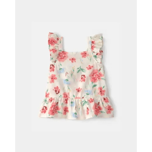 Toddler Girl Floral Peplum Top - Cream | Carter's