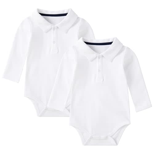 pureborn Baby Romper Bodysuits 2-Pack Unisex Soft Cotton One-Piece Outfit for Infant Boys Girls 0-24 Months