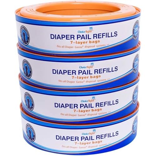 ChoiceRefill Compatible with Diaper Genie Pails, 4-Pack, 1300count