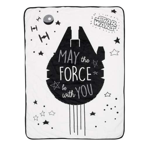 Star Wars Millennium Falcon Black/White Soft Faux Shearling Baby Blanket – Lambs & Ivy