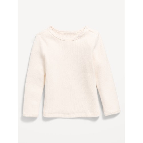 Cozy Long-Sleeve Waffle-Knit T-Shirt for Toddler Girls