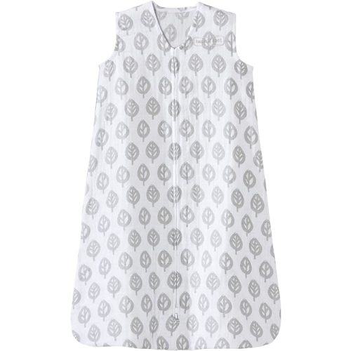 HALO 100% Cotton Muslin Sleepsack Wearable Blanket, TOG 0.5, Grey Tree Leaf, Small