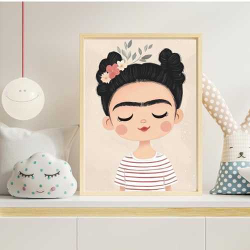 Frida Kids Poster – Children's Girl Poster – Boho Illustration – Baby Room Decor – Colorful Wall Art – Nursery Wall Art