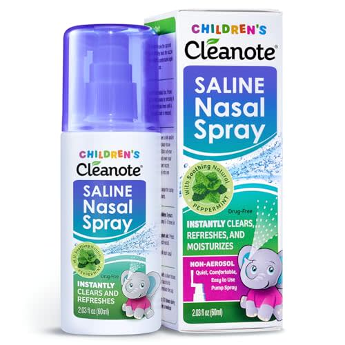 Cleanote Kid’s Saline Nasal Spray: Gentle Drug-Free Congestion Relief 60 mL | Moisturizing Nose Spray For Children: Babies, Toddlers, Kids. Dry Nose & Congestion Relief.