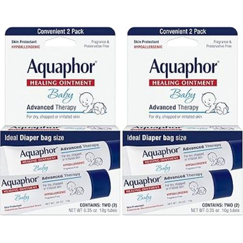 Aquaphor Baby Healing Ointment, To-Go Pack | Advanced Therapy | For Chapped Cheeks | For Diaper Rash | 2 Count Pack
