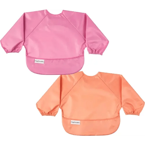 Tiny Twinkle Long Sleeve Bib for Babies & Toddlers | 2-Pack Waterproof Smock Bib for Eating | Machine Washable & Mess-Proof Feeding Essentials | Newborn Shower Gift (Sweet Treat,6–24M)