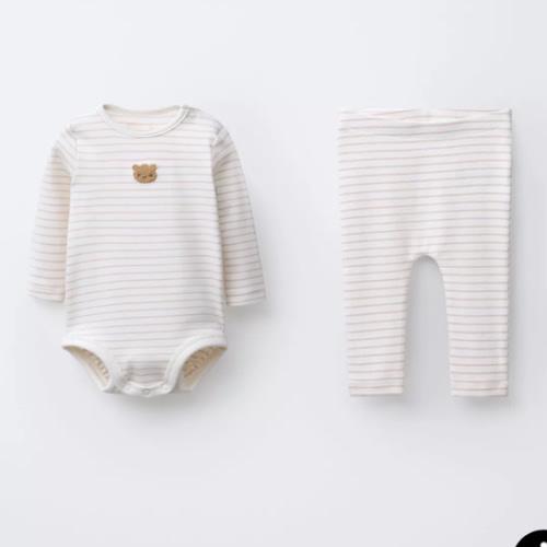 BEAR PATCH AND STRIPED BODYSUIT AND LEGGINGS SET - Mink | ZARA United States