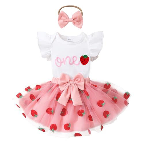 YOUNGER TREE Baby Girl 1st Birthday Outfits One Year Old Clothes Romper Tutu Cake Smash Skirt with Headband Baby Girl Gifts