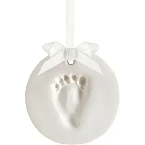 DIY No Mess Hanging Ornament Kit, Baby Hand and Footprint Keepsake, Classic Nursery Decor, Ideal Gender Neutral Gift, Baby's First Christmas, White