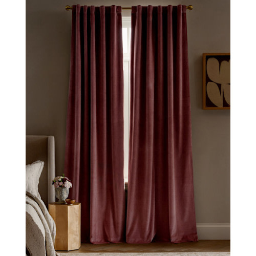 Cotton Velvet True Blackout Curtain in Mauve
