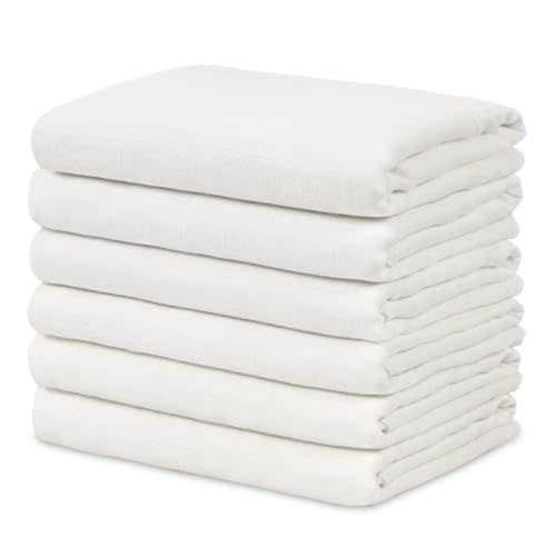GLLQUEN BABY Receiving Blankets Muslin Swaddle Blanket for Newborn Girl Boy | Cotton Squares Baby Blankets, Soft & Thin Swaddle Cloth, Breathable Absorbent Infant Swaddling Wrap - 6 Pack (White)