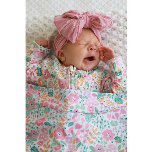 Willow's Whimsy Floral Ruffle Zipper Footie