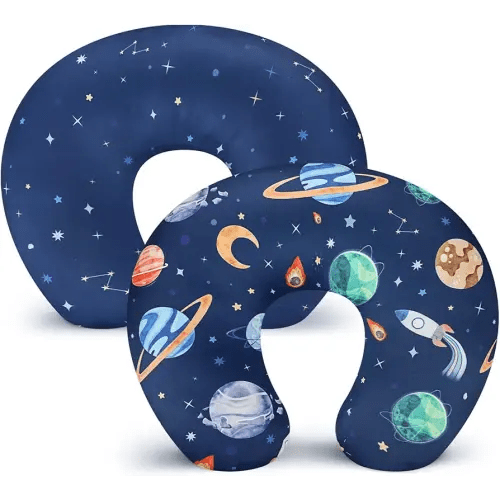 Pea Pod Nursing Pillow Cover 2 Pack Soft & Adorable Slipcovers for Breastfeeding Pillows, Comfortable Stretchy Feeding Pillow Covers for Baby Girls Boys Newborn, Removeable Pillow Case (Outer Space)