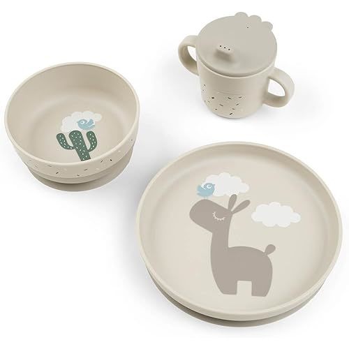 Done by Deer Foodie Dinner Set Lalee Sand for Toddlers learning to self feed - 100% Food Grade PP/BPA free - Suction bases on bowl & plate - Easy to Clean - Perfect for Busy Parents & Fun for Kids