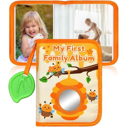 My First Photo Album for Baby, 18|4x6" Baby Photo Book with Soft Cloth Cover & Safety Mirror, Toddler Family Photo Book for Newborns Baptism Birthday Gifts