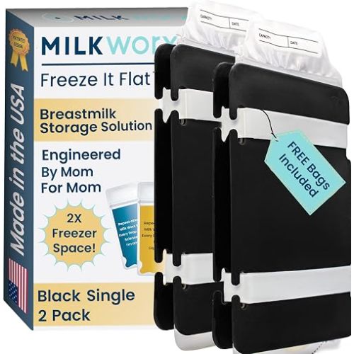 Freeze It Flat Breastmilk Freezer Organizer (Black, Single 2pk)