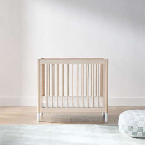 Babyletto Gelato White & Washed Natural Wood 4-in-1 Convertible Mini Baby Crib