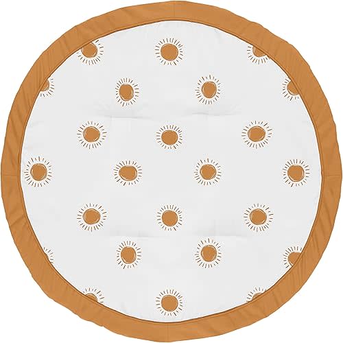 Sweet Jojo Designs Orange and White Boho Sun Boy Girl Baby Playmat Tummy Time Infant Play Mat Pumpkin Rust Orange Retro Bohemian Celestial Sky Desert Sunshine Outdoors Nature Minimalist Gender Neutral