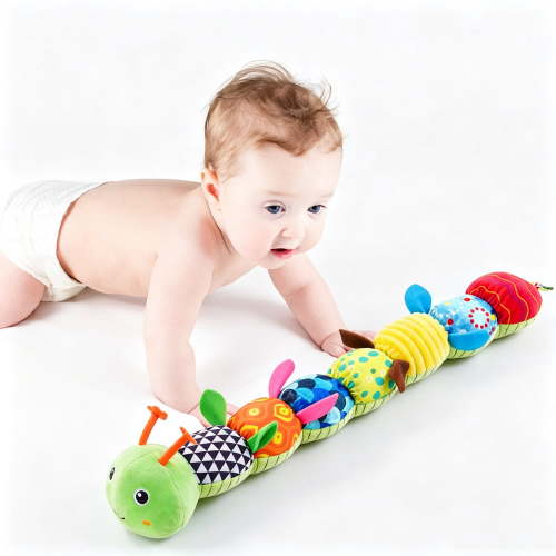 Musical Caterpillar Baby Toys 6-12 Months, Infant Stuffed Animal Toy with Crinkle and Rattles, Soft Sensory Tummy Time Toys for Baby Boy Girl Gifts, Green