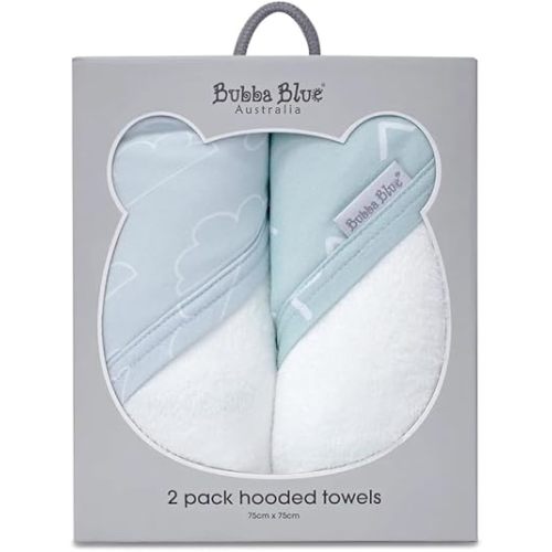 2PK Bubba Blue Bamboo 6.75x75cm Nordic Hooded Towel Baby 0-12m Dusty Sky/Mint