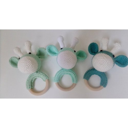 Rattle giraffe handmade        ,                     gehaakte/crochet                ,                     Natural