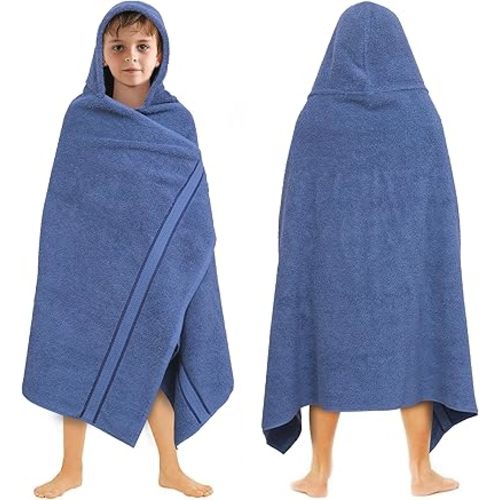 ORIGINAL KIDS Hooded Bath Towel Wrap - Ultra Soft 100% Cotton Terry Large Oversized Hooded Kids Towel - Toddler Big Kid Shower Pool Beach Towel - Absorbent Quick Dry Easy Care - 30 x 54 - Blue
