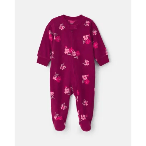 Baby Girl Floral Fleece 2-Way Zip Sleep & Play Pajamas - Purple | Carter's