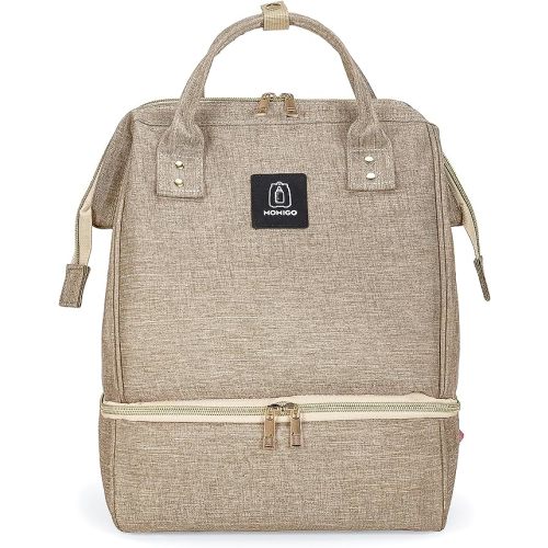 Breast Pump Backpack - Cooler and Moistureproof Bag Double Layer for Mother Outdoor Working Backpack with USB Charging Port, Large (Khaki)