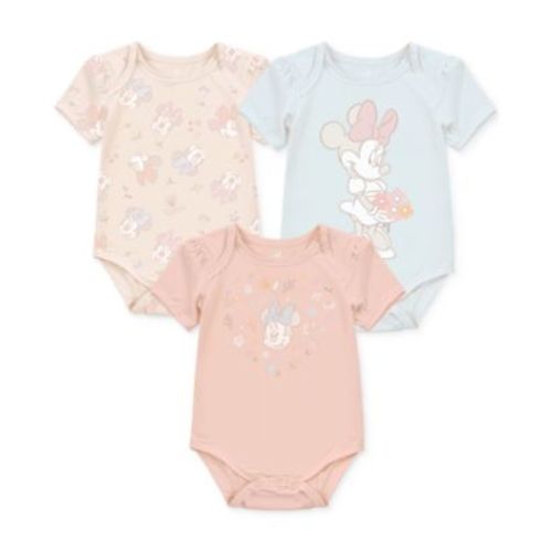Baby Girls Minnie Mouse Short-Sleeve Bodysuits, Set of 3