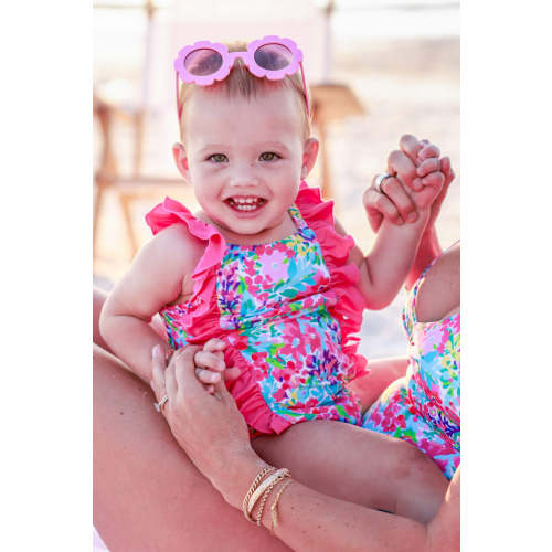 Matching Double Ruffle Bow Back One Piece | Petal Splash
