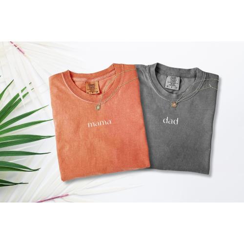 Comfort Colors® Mama And Dad Apparel, Matching Mom And Dad Shirts, Best Mom Ever, Best Dad Ever, Custom Mom Gift, Personalized Dad Tshirt