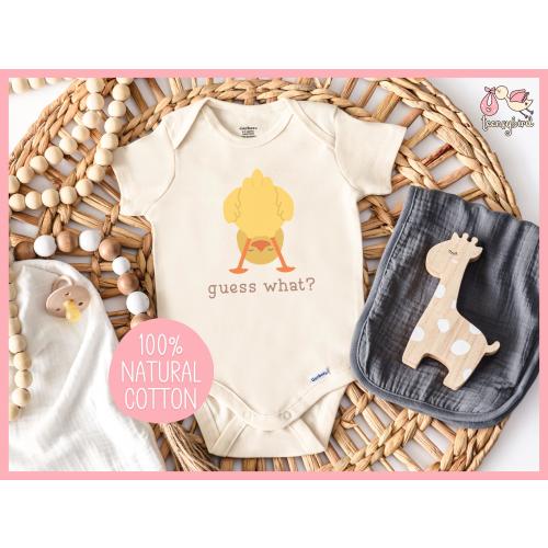 Chicken Butt ONESIES® Bodysuit, Guess What Chicken Butt Infant Romper, Punny Animal Baby Shower Gift, Dad Joke Newborn One Piece Snapsuit