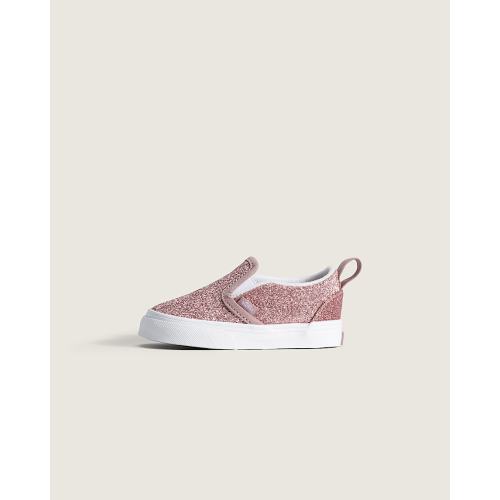 Toddler Classic Slip-On V Shoe in Glitter Rose Gold Pink | Vans