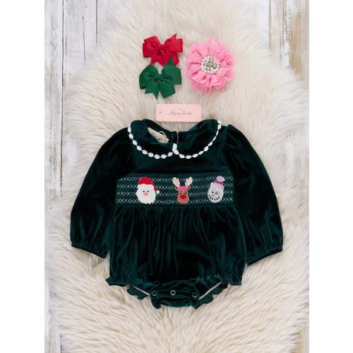 Christmas Buddies Smocked Velvet Bubble