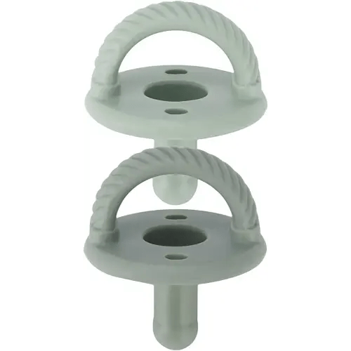 Itzy Ritzy Sweetie Soother Pacifier Set of 2, Silicone Newborn Pacifiers with Collapsible Handle and Two Air Holes for Added Safety, Set of 2 in Agave and Succulent, Ages Newborn and Up