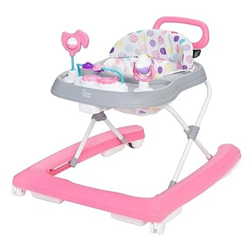 Smart Steps Trend Plus 2-in-1 Activity Walker with Deluxe Removable Toys, Walk-Behind Bar, Adjustable Height and Flat Fold Frame for Storage, Ages 6 Months +, Orbits Pink