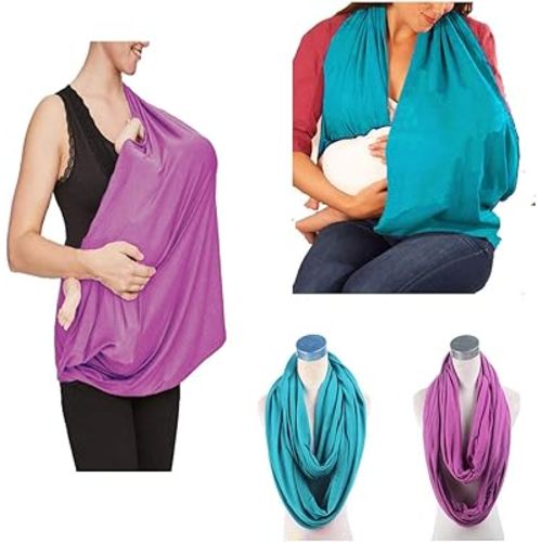 JTSN 2 Pack Nursing Cover - Breastfeeding Cover ups Infinity Scarf, Lightweight Soft Breathable