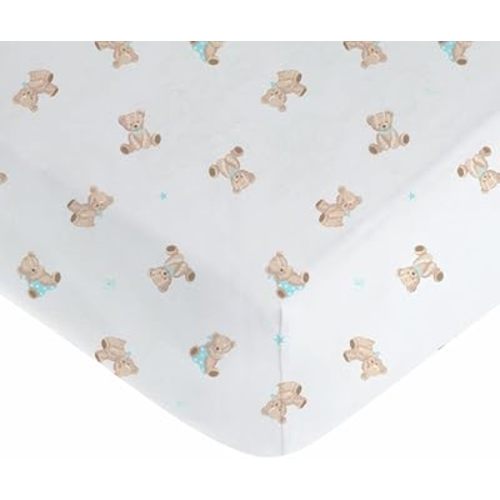 American Baby Company 100% Natural Cotton Fitted Crib Sheet 52" x 28" Bear Neutral