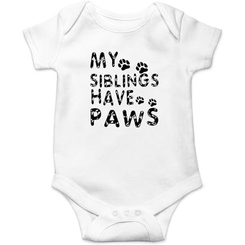 AW Fashions My Siblings Have Paws Baby Bodysuit Cute Newborn Girl Outfits Coming Home Outfit Boy Romper