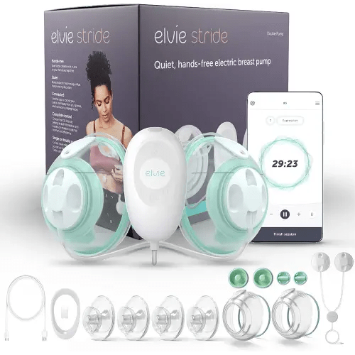 Elvie Stride Hospital-Grade, App-Controlled Breast Pump - Hands-Free, Wearable, Ultra-Quiet & Electric with 2-Modes, 10-Settings & 5oz Capacity per Cup