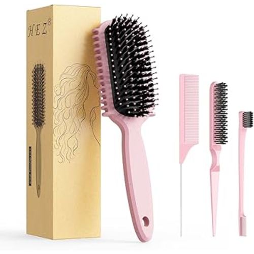 Curl Defining Brush, Curly Hair Brush, Slick Back Hair Brush, For Combing and Shaping Curls in All Hairstyles to Reduce Pulling (Pink)