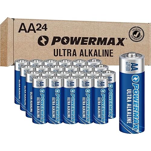 Powermax 24-Count AA Batteries, Ultra Long Lasting Alkaline Battery, 10-Year Shelf Life, Reclosable Packaging