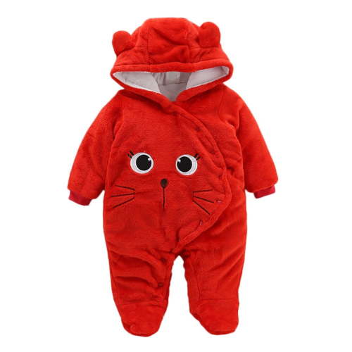 Generic Walmart Deals Kids Quick Drying Bodysuits Baby Girls Boys Long Sleeve Solid Cartoon Cat Velvet Hooded Jumpsuit Romper Bodysuit Fashion Casual Breathable Clothing(3-6 Months,Red)