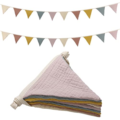 Oudain 2 Pcs Pennant Banner Flags Nursery Garland Triangle Bunting Flags Playroom Wall Decor Banner for Nursery Baby Shower Birthday Boho Wedding Party Event, Each 7.75 ft(Rainbow Color)
