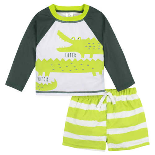 2-Piece Baby Boys UPF 50+ Later Gator Rash Guard & Swim Trunks Set