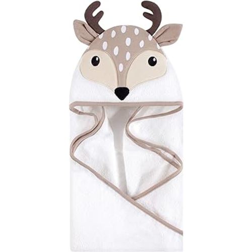 Hudson Baby Unisex Baby Cotton Animal Face Hooded Towel, Little Fawn, One Size