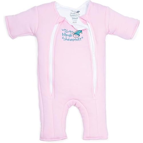 Magic Sleepsuit Baby Merlin's Cotton Baby Swaddle Transition Product - Soft and Cozy Design, Double Zipper for Easy Diaper Changes, Promotes Safe Sleep, 3-6 Months - Pink - Small (12-18lbs)
