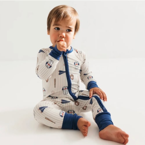 Blue Baseball Zipper Romper – In My Jammers